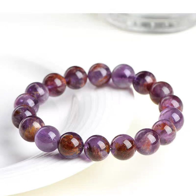 Gaia Echo Natural Purple Ghost Beaded Bracelet - Energy Style Fashion Purple Aurora Bracelet - Transports, Attracts Fortune